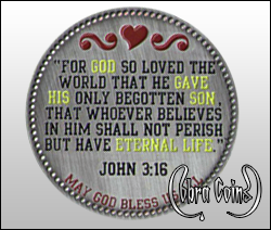 John 3:16 with a special message highlighted: God gave his son eternal life.