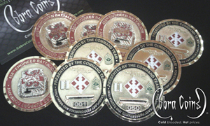 458th Engineer Battalion 3D Front and 3D Back, Sequentially numbered coins
Wave Edge cut coin, Shiny Gold cobra coins cobracoins.com
