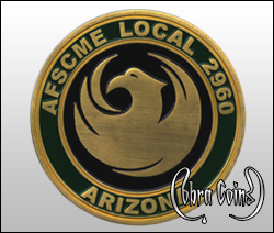 AFSCME Local 2960 Arizona Challenge coin with a 2D Phoenix eagle.