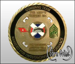 Outstanding Performance Challenge coin with cutouts Command Team The Army's Premier ESC